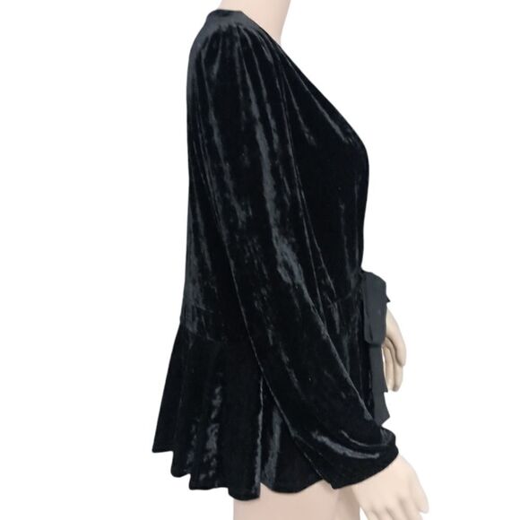 Witchy Black Velvet Jacket Peplum S Velour Blazer Goth Whimsigoth Fairy Stretch. - Picture 2 of 16